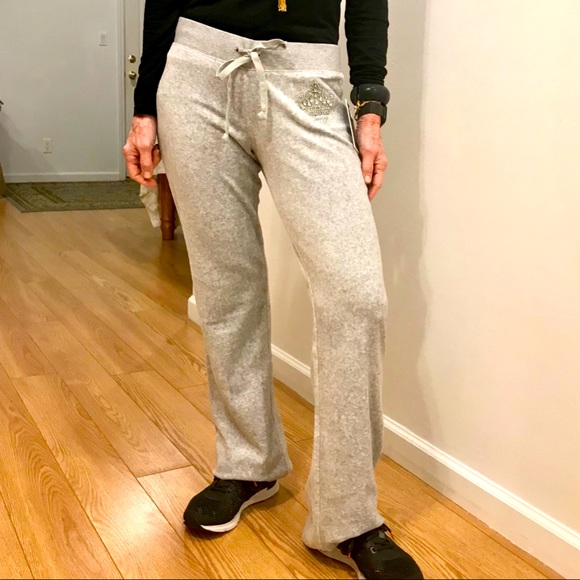 Juicy Couture Pants - Juicy Couture light grey velvet track pants